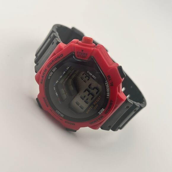 Red & Black 30M WR Unisex Digital Sports Watch 42mm Working - Picture 4 of 8